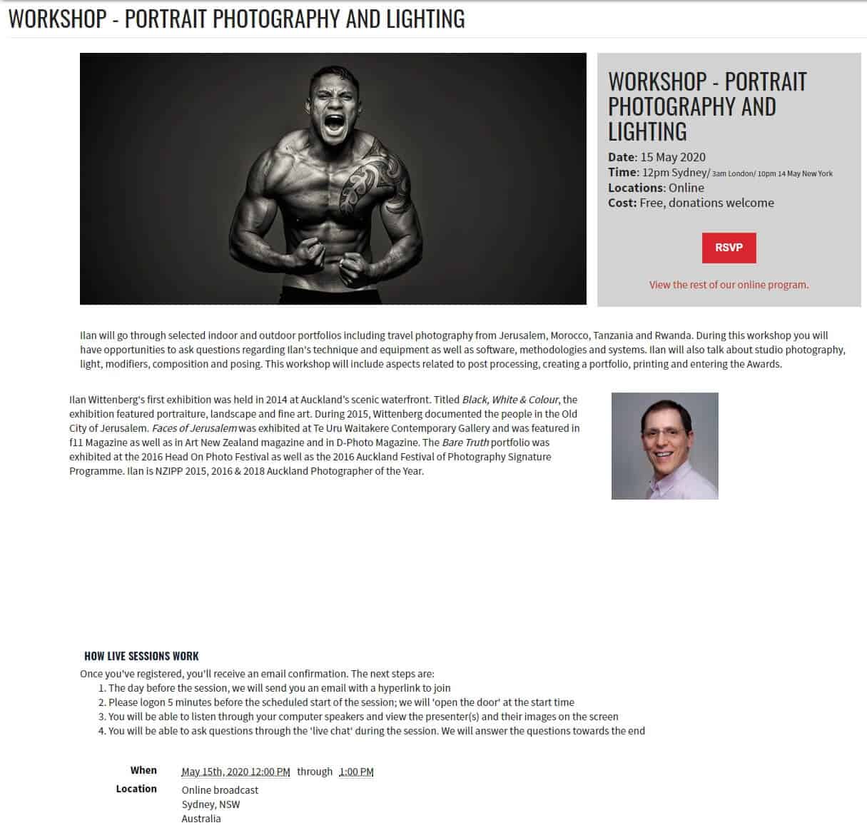 Portraiture Workshop Head On Photo Festival